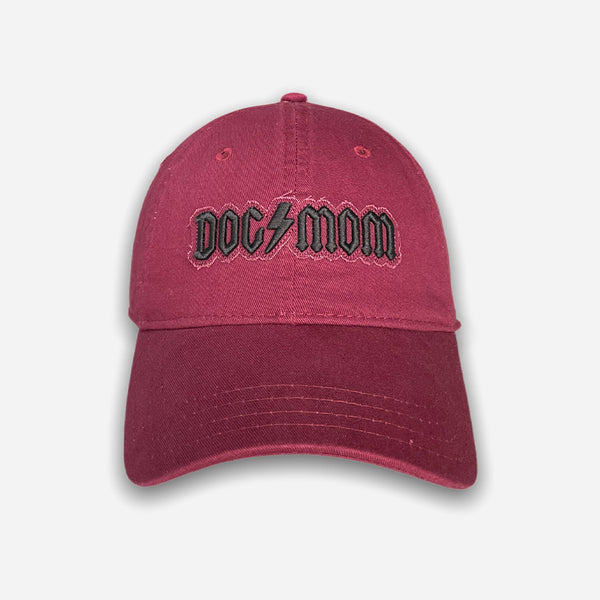 Dog Mom AC/DC Inspired Twill Cap (Maroon)